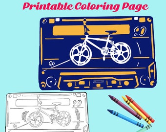 Cassetta per bici BMX, pagina da colorare stampabile, download digitale
