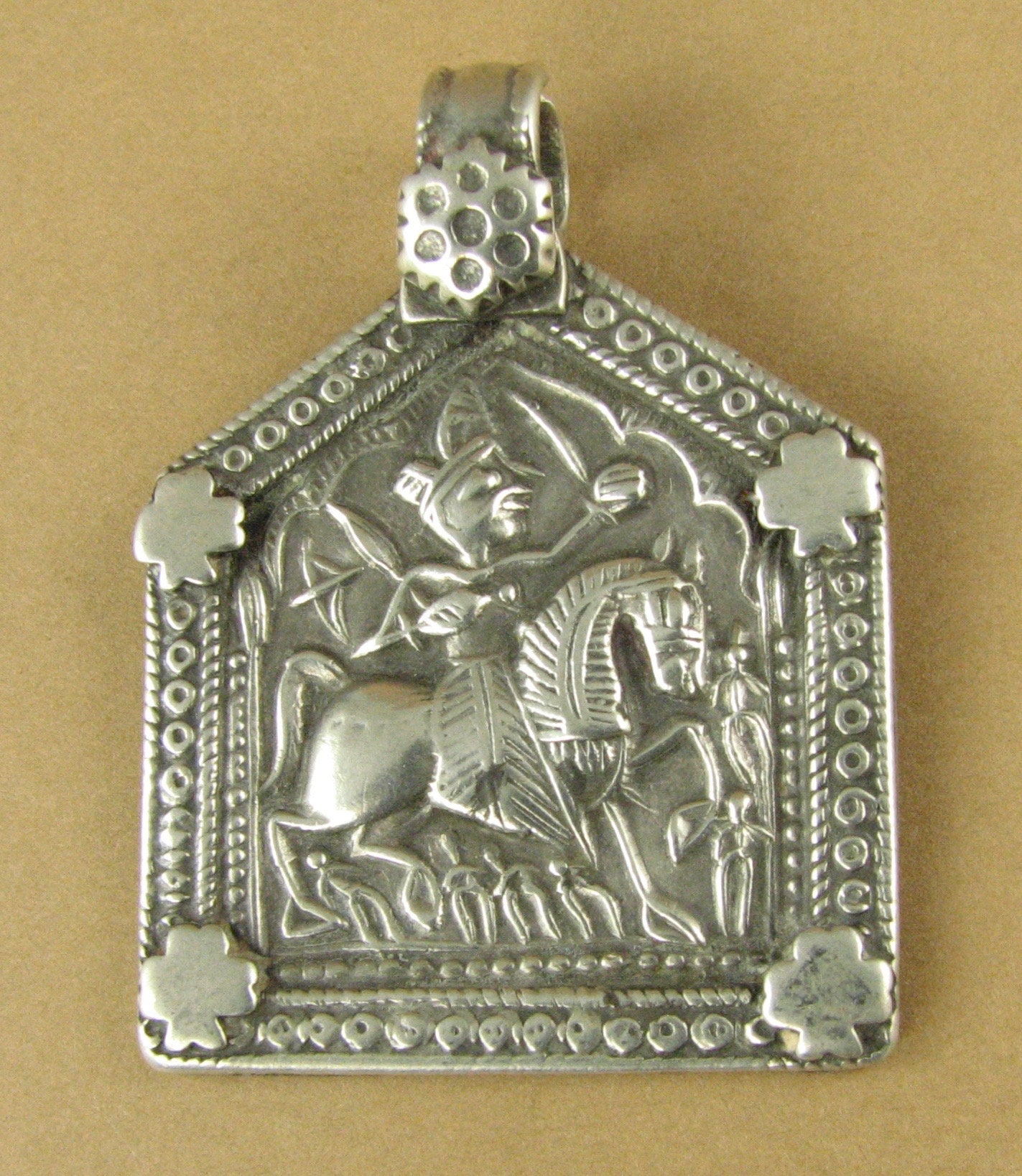 Old /antique Indian Tribal Silver Pendant. Amulet. Warrior on - Etsy