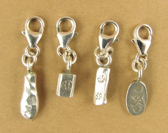 Silver nugget clip-on charm / pendant. Hilltribe fine silver. Sterling clasp 925