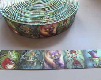 Alice /" We/'re all mad here/" Grosgrain Ribbon 3.7cm x 1 Metre Sewing//Crafts//Cake