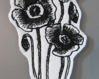 Poppy Embroidered  Sew on Applique Patch