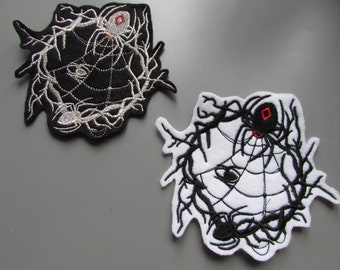 Embroidered Spider in Web Applique Patch