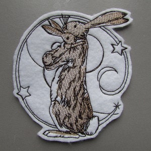 Bunny Hugs Embroidered  Sew on Applique Patch