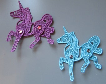Embroidered Unicorn Lace Applique with moving parts