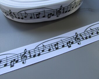 Klaviertasten Musiknoten 2,5cm Ripsband x 1 Meter