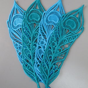 2Pcs Gold Embroidery Peacock Feather Sew Iron On Patch Badge Bag Hat