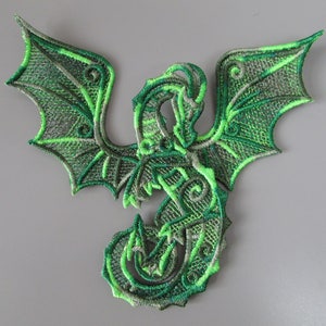 Embroidered Lace Dragon Applique with moving parts