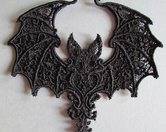 Embroidered Lace Bat Applique