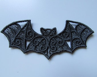 Embroidered Bat Lace Applique