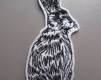 Vintage Hare Rabbit Embroidered  Sew on Applique Patch