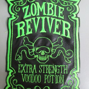 XL Zombie Reviver Apothecary Label Broderad Applikation