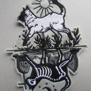 Skeleton Cat Embroidered  Sew on Applique Patch Halloween