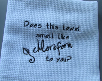 Chloroform Embroidered Cotton Tea Towel