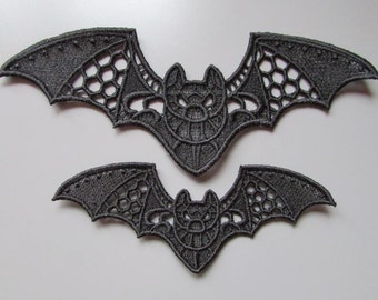 Embroidered Bat Lace Applique