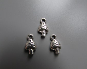 Silver Toadstool Mushroom Tibetan Jewellery Charm x 3