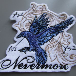 Nevermore Raven Poe Embroidered  Sew on Applique Patch