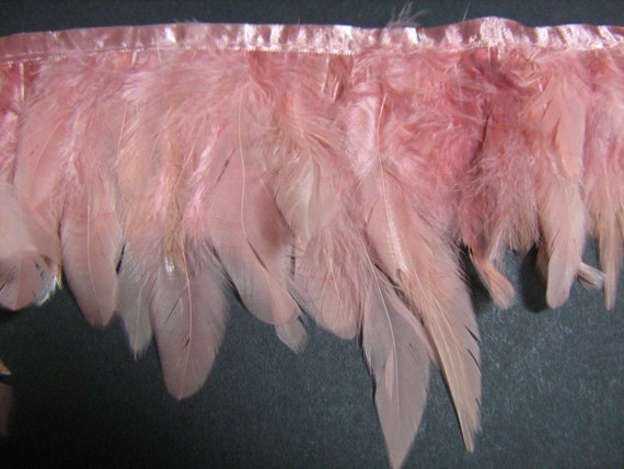 Coque feather fringe yellow irridescent colour 1 metre trim