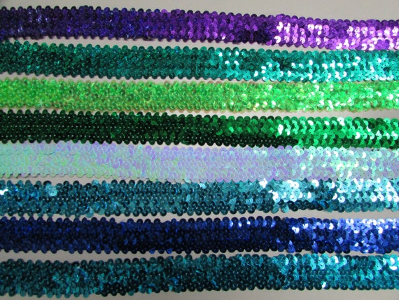 Elasticated Stretch Sequin 3cm Braid Trim Sold by the Metre | Etsy