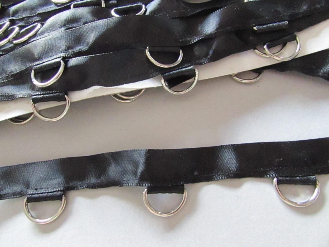 Satin D Ring 1.5cm Tape X 1 Metre Available in Black or White for ...