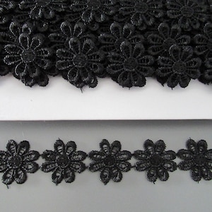 Black Daisy Venise Guipure Lace sold by the metre