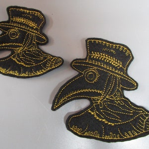 Plague Doctor Mask Embroidered  Sew on Applique Patch