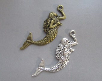 Tibetan Silver or Bronze Mermaid Siren Jewellery Charm
