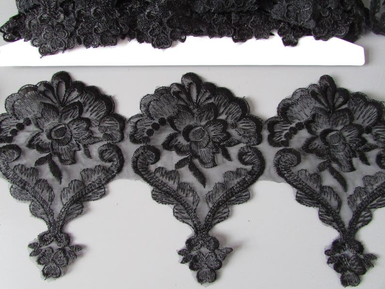 Black embroidered organza lace sold by the metre