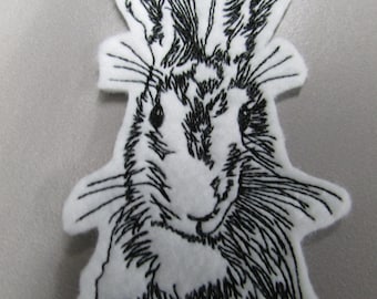 Vintage Hare Rabbit Embroidered  Sew on Applique Patch