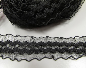 Black Sheer Organza stretch elastic Trim