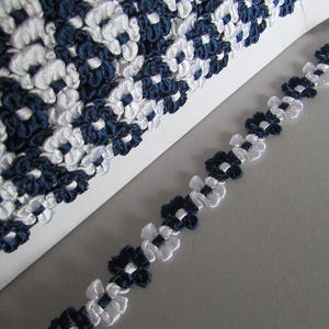 Navy & White Daisy Venise Guipure Lace sold by the metre