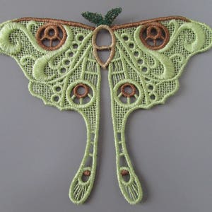 Luna Moth Embroidered Lace Applique