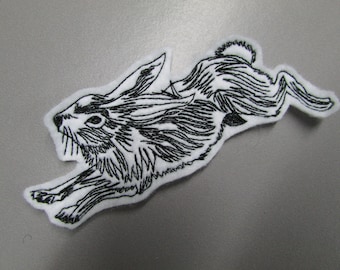 Vintage Hare Rabbit Embroidered  Sew on Applique Patch