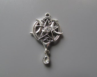 Pagan moon diamante Jewellery making charm pendant
