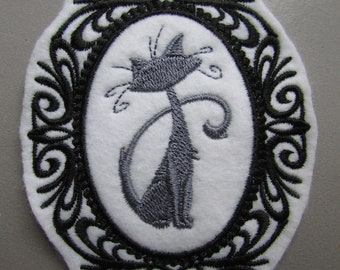 Cameo cat Embroidered  Sew on Applique Patch