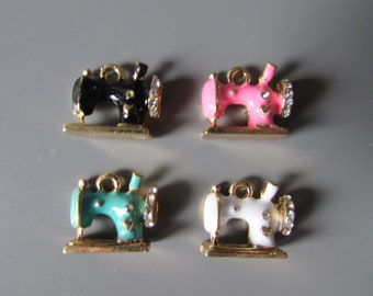 Sewing Machine charm pendant with Diamantes 4 colours to choose