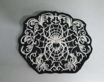 Embroidered Spider in Web Applique Patch