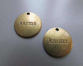 Bronze Karma Tibetan Charm X 2