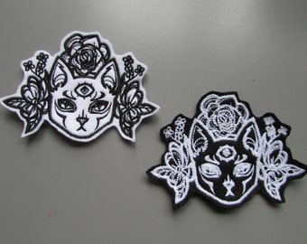 Embroidered Mystique Three Eyed Cat Applique Patch
