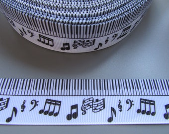 Klaviertasten Musiknoten 2,5cm Ripsband x 1 Meter