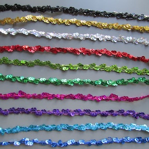Sequin Metallic 1cm Braid Trim Sold By The Metre   11 colours
