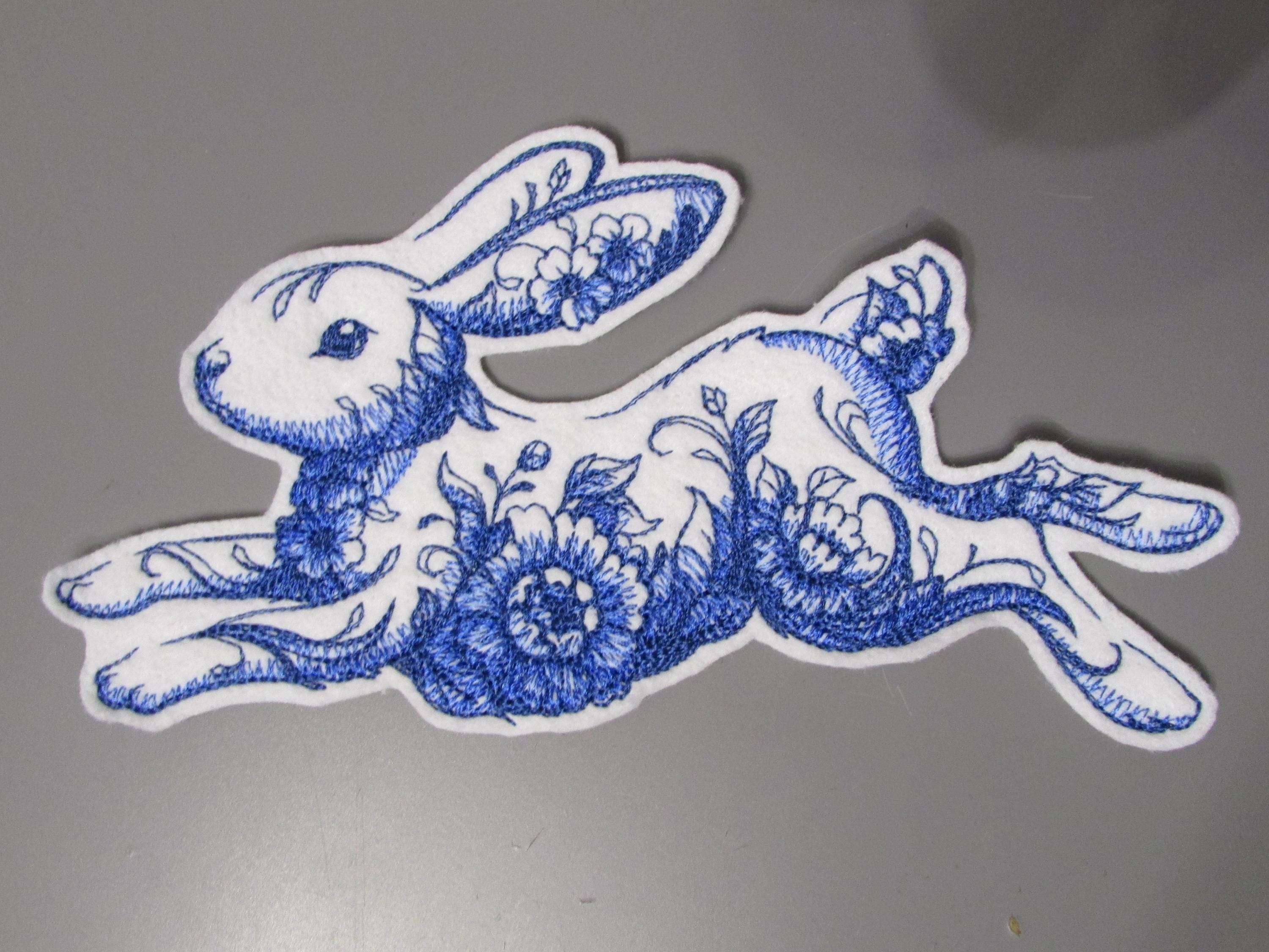 Delf Blue Rabbit Delft Blue Rabbit / Hare Embroidered Sew on Applique Patch - Etsy