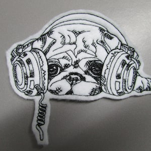 Pug Dog Embroidered  Sew on Applique Patch