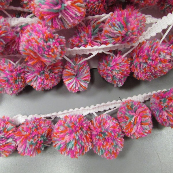 Multi Colour Large 3.5cm Pom Pom Trim Braid