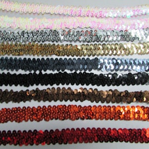 Elasticated Stretch Sequin 2cm Braid Trim Sold By The Metre