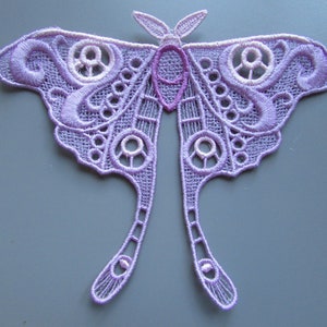 Luna Moth Embroidered Lace Applique