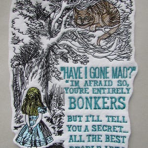 Cheshire Cat & Alice in Wonderland Embroidered  Sew on Applique Patch