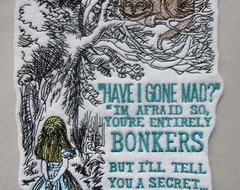 Cheshire Cat & Alice im Wunderland Gestickter Aufnäher Aufnäher