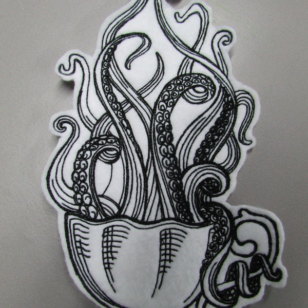 Octopus Cathulu Cup Embroidered  Sew on Applique Patch