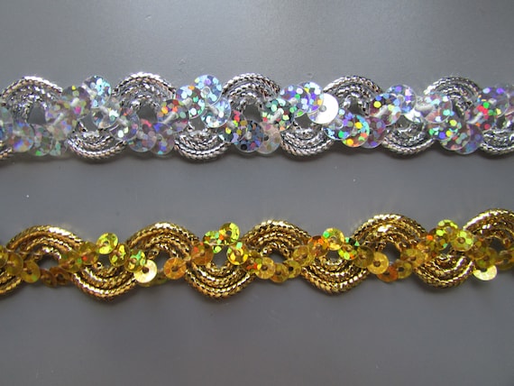 Sequin Braid Various Colours 1.5cm Sewing//Crafts//Costume//Corsetry