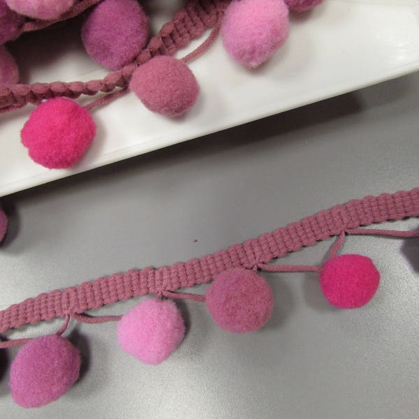 Pink Shades Pom Pom Trim Braid Trim